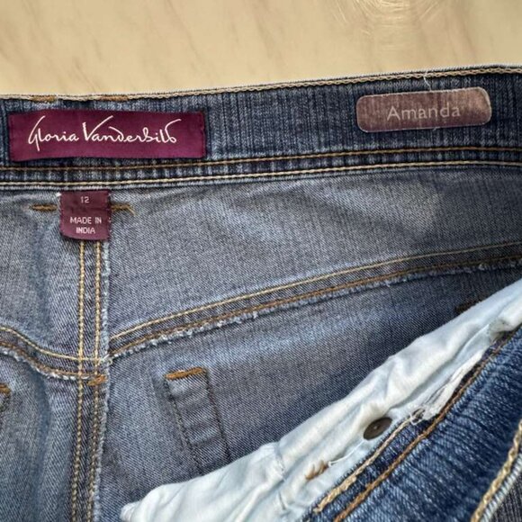 Gloria Vanderbilt Blue Jeans Denim High Rise Sz 12 Straight Leg Pre Washed Look - Picture 6 of 16